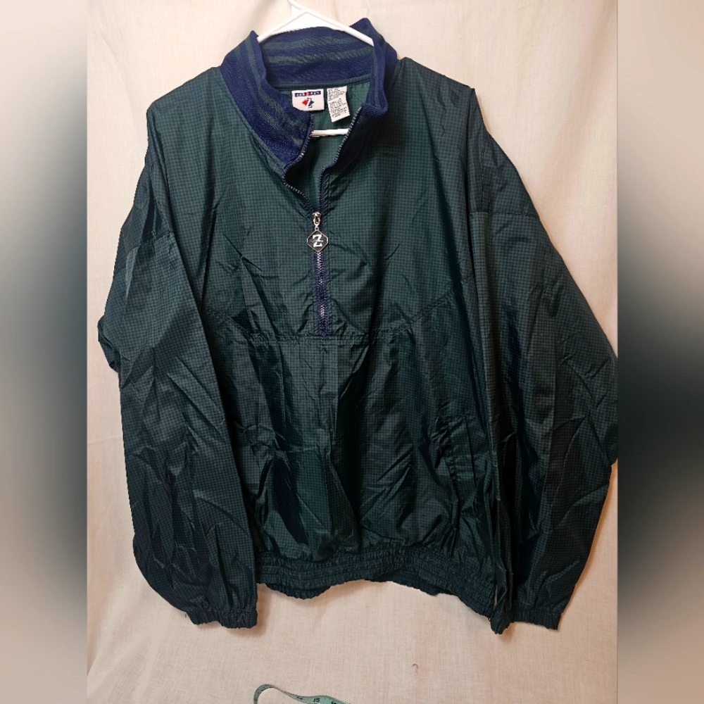 Vintage 90s Jerzees Green Half-Zip Windbreaker Jacket